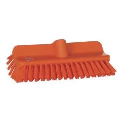Vikan Stiff Bristle High/Low Deck Scrub Brush Head, 5 X 10 Inch, Orange