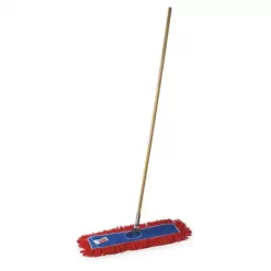 Tough Guy Dust Mop Kit: Nylon/Polyester/Steel/Wood, Launderable, 5 In Dp, Wood, 60 In Handle Lg