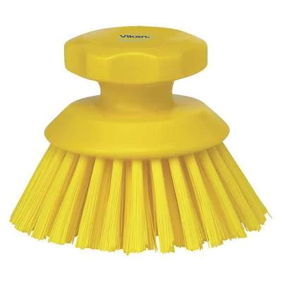 Vikan Stiff Bristle Round Scrub Brush, 5 Inch, Yellow 1 Vikan Stiff Bristle Round Scrub Brush, 5 Inch, Yellow