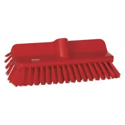 Vikan Stiff Bristle High/Low Deck Scrub Brush Head, 5 X 10 Inch, Red