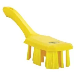 Vikan Wide Stiff Bristle, Short Handled Scrub Brush, 3 X 10 Inch, Yellow