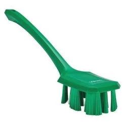 Vikan Wide Stiff Bristle, Long Handled Scrub Brush, 2 X 16 Inch, Green