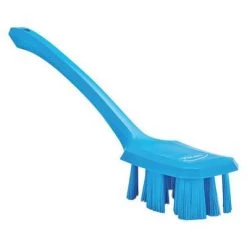 Vikan Wide Stiff Bristle, Long Handled Scrub Brush, 2 X 16 Inch, Blue