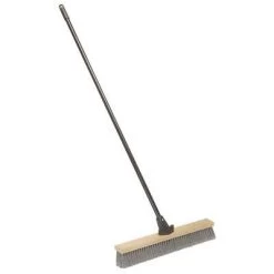 Ability One Push Broom: Wood, 24 In Sweep Face, 60 In Broom Handle Lg, Bolt-On, 3 3/4 In Trim Lg