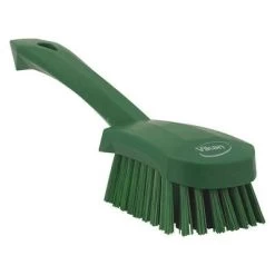 Vikan Stiff Bristle Short Handled Scrub Brush, 3 X 10 Inch, Green