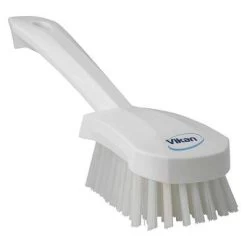 Vikan Stiff Bristle Short Handled Scrub Brush, 3 X 10 Inch, White