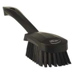 Vikan Stiff Bristle Short Handled Scrub Brush, 3 X 10 Inch, Black