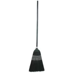 Tough Guy Corn Broom: 11 1/2 In Sweep Face, 42 In Broom Handle L, No Block Connection, Black