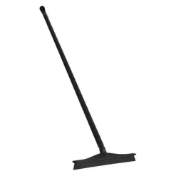 Vikan 24 Inch Single Blade Rubber One-Piece Floor Squeegee With 51 Inch Polypropylene Handle, Black
