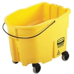 Rubbermaid Mop Bucket: 8 3/4 Gal Bucket Capacity, Yellow, Plastic, 3 In, Oval