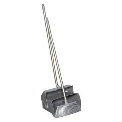 Remco Lobby Broom And Dust Pan: 37 In Broom Handle Lg, Polyester, Gray Bristle, Gray Dust Pan