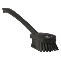 Vikan Stiff Bristle, Long Handled Scrub Brush, 2 X 16.5 Inch, Black