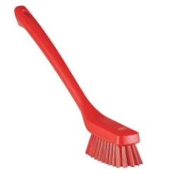 Vikan Narrow Head, Long Handled Scrub Brush, 16.5 Inch, Red