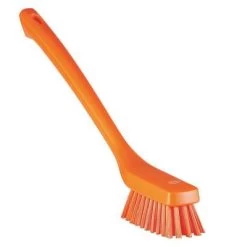 Vikan Narrow Head, Long Handled Scrub Brush, 16.5 Inch, Orange