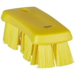 Vikan Stiff Bristle, Wide Flared Hand Scrub Brush, 6.9 X 2 Inch, Yellow