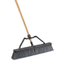 Libman 60", Heavy-Duty Push Broom With Wood Handle For Rough Floors