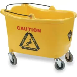 Tough Guy Mop Bucket: Yellow, Plastic/Polypropylene, 3 In, Rectangular, 13 15/32 In Bucket/Pail Ht