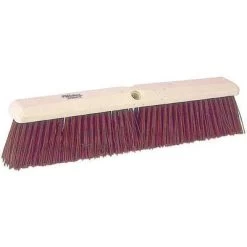 Tough Guy Push Broom: Plastic, 24 In Sweep Face, No Handle Broom Handle L, Acme Thread, Brown