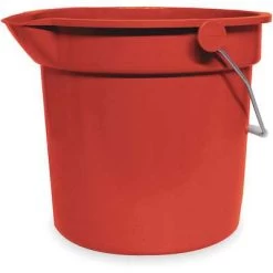 Tough Guy Pail: 2 1/2 Gal Bucket Capacity, Plastic, Red