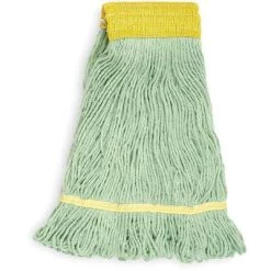 Tough Guy Wet Mop: PET, 26 Oz. Dry Wt, 5 In Headband Size, Green, Side Gate Connection, Launderable