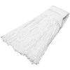Ability One Wet Mop: Rayon, 14.4 Oz Dry Wt, White, Quick Change Connection, Launderable, Cut Mop End