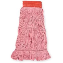 Tough Guy Wet Mop: Rayon, 22 Oz. Dry Wt, 5 In Headband Size, Red, Side Gate Connection, Launderable