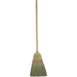 Tough Guy Corn Broom: 12 In Sweep Face, Medium/Stiff Combo, Natural, Tan Bristle, 18 In Bristle Lg