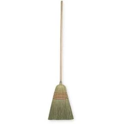 Tough Guy Corn Broom: 11 In Sweep Face, Medium/Stiff Combo, Natural, Tan Bristle, 17 In Bristle Lg