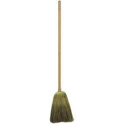 Tough Guy Corn Broom: 12 In Sweep Face, Medium/Stiff Combo, Natural, Tan Bristle, 17 In Bristle Lg