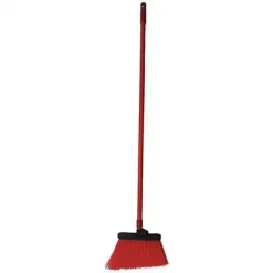 Tough Guy Angle Broom: 12 In Sweep Face, Medium, Synthetic, Red Bristle, 7 In Bristle Lg, Fiberglass