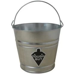 Tough Guy Mop Bucket: Silver, Galvanized Steel, Round, 9 In Bucket/Pail Ht