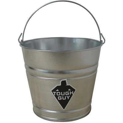 Tough Guy Mop Bucket: Silver, Galvanized Steel, Round, 9 1/4 In Bucket/Pail Ht 1 Tough Guy Mop Bucket: Silver, Galvanized Steel, Round, 9 1/4 In Bucket/Pail Ht
