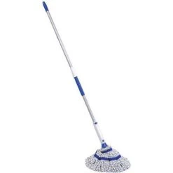 Quickie Polyester String Wet Mop Head And Handle, Quick Change, Blue, 56" Handle Length