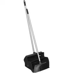 Remco Lobby Broom And Dust Pan: 37 In Broom Handle Lg, Polyester, Black Bristle, Black Dust Pan