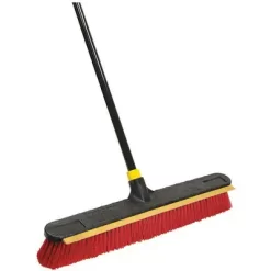 Quickie 60" Medium-Duty Push Broom For Any Surface; Synthetic, Red Bristles