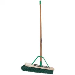Quickie 60" Medium-Duty Push Broom For Rough And Semi-Smooth Floors; Synthetic, Green Bristles