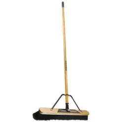 Quickie 60" Light-Duty Push Broom For Semi-Smooth And Smooth Floors; Synthetic, Black Bristles