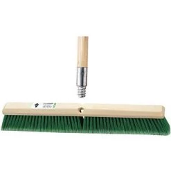 Tough Guy Push Broom: 24 In Sweep Face, Soft, Synthetic, Green Bristle, 3 In Bristle Lg, Wood
