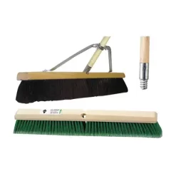 Tough Guy Push Broom: 24 In Sweep Face, Soft, Synthetic, Green Bristle, 3 In Bristle Lg, Wood, Broom