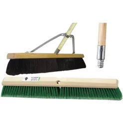 Tough Guy Push Broom: 36 In Sweep Face, Soft, Synthetic, Green Bristle, 3 In Bristle Lg, Wood