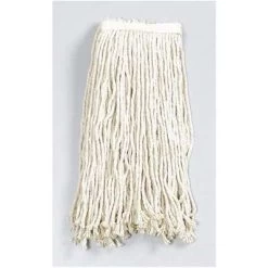 Ability One Wet Mop: Cotton, 20 Oz Dry Wt, White, Quick Change Connection, Launderable, Cut Mop End
