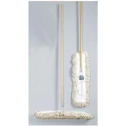 Ability One Dust Mop Kit: Cotton, Launderable, 5 In Dp, Wood, 53 In Handle Lg, Looped End