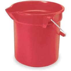 Rubbermaid Bucket: 2 1/2 Gal Bucket Capacity, HDPE, Red
