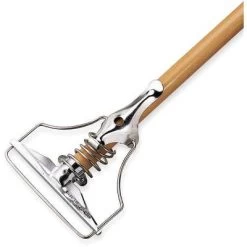 Ability One Wet Mop Handle, Spring Lever Head Mop Connection Type, Natural, Wood, 60" Handle Length