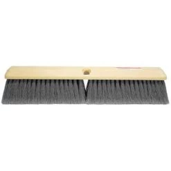 Tough Guy Push Broom: Plastic, 18 In Sweep Face, No Handle Broom Handle L, Acme Thread, Gray