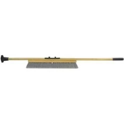 Tough Guy Push Broom: 24 In Sweep Face, Stiff, Synthetic, Black Bristle, 3 In Bristle Lg, Wood