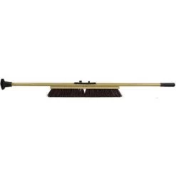Tough Guy Push Broom: 24 In Sweep Face, Stiff, Synthetic, Maroon Bristle, 3 1/4 In Bristle Lg, Wood