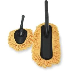 Tough Guy Microfiber Duster Kit, Microfiber Head Material, 26" Length, Bent, Black/Tan
