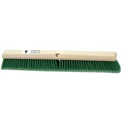 Tough Guy Push Broom: Plastic, 18 In Sweep Face, No Handle Broom Handle L, Acme Thread, Green