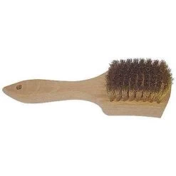Scratch Brush: Brass Bristles, Wood Handle, 3 In Brush Lg, 6 In Handle Lg